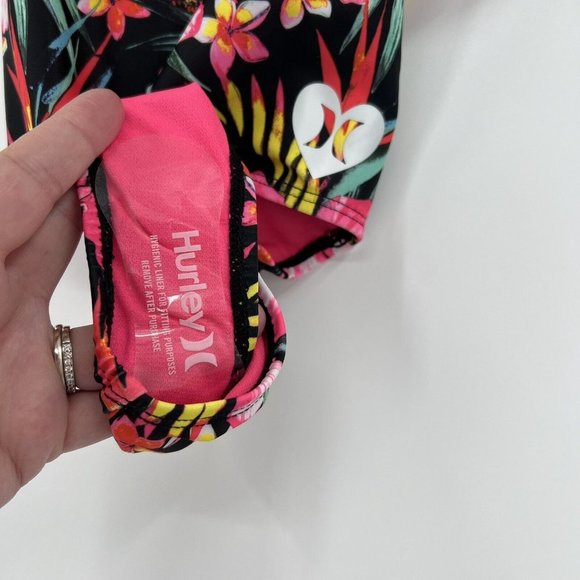 Hurley Little Girl's One-Piece Swimsuit in Tropical Black/Hyper Pink sz 5/6 NWT - Picture 5 of 9